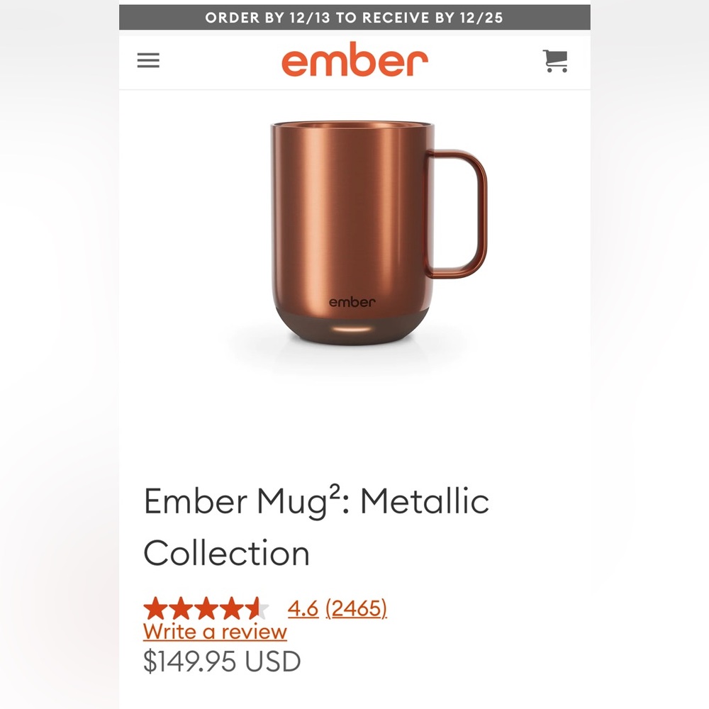 Ember Mug 2 Copper Edition 10oz. Brand new, never used.